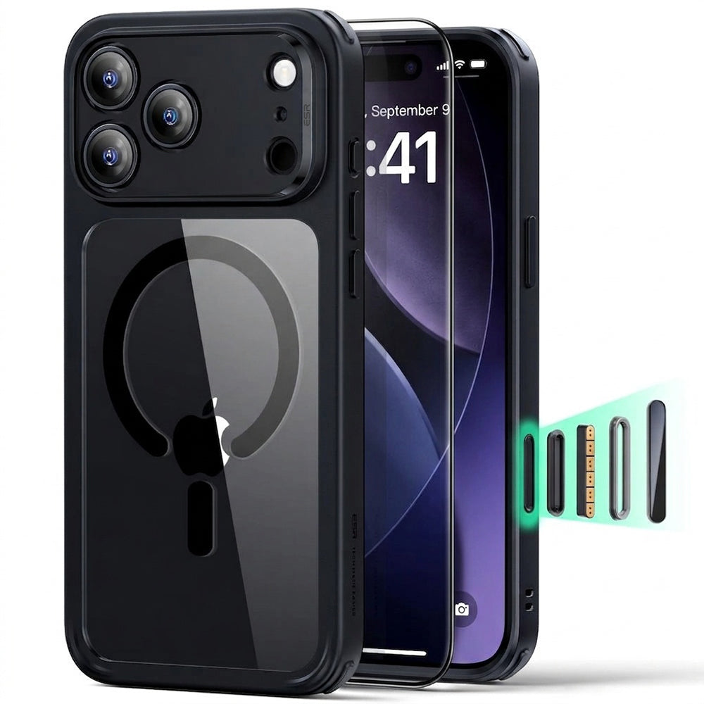MagSafe Case for Apple iPhone 18 Pro Max / 17 Pro Max, ESR, Classic Hybrid with Screen Protector, Transparent Black