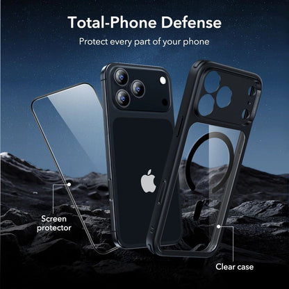 MagSafe Case for Apple iPhone 18 Pro Max / 17 Pro Max, ESR, Classic Hybrid with Screen Protector, Transparent Black