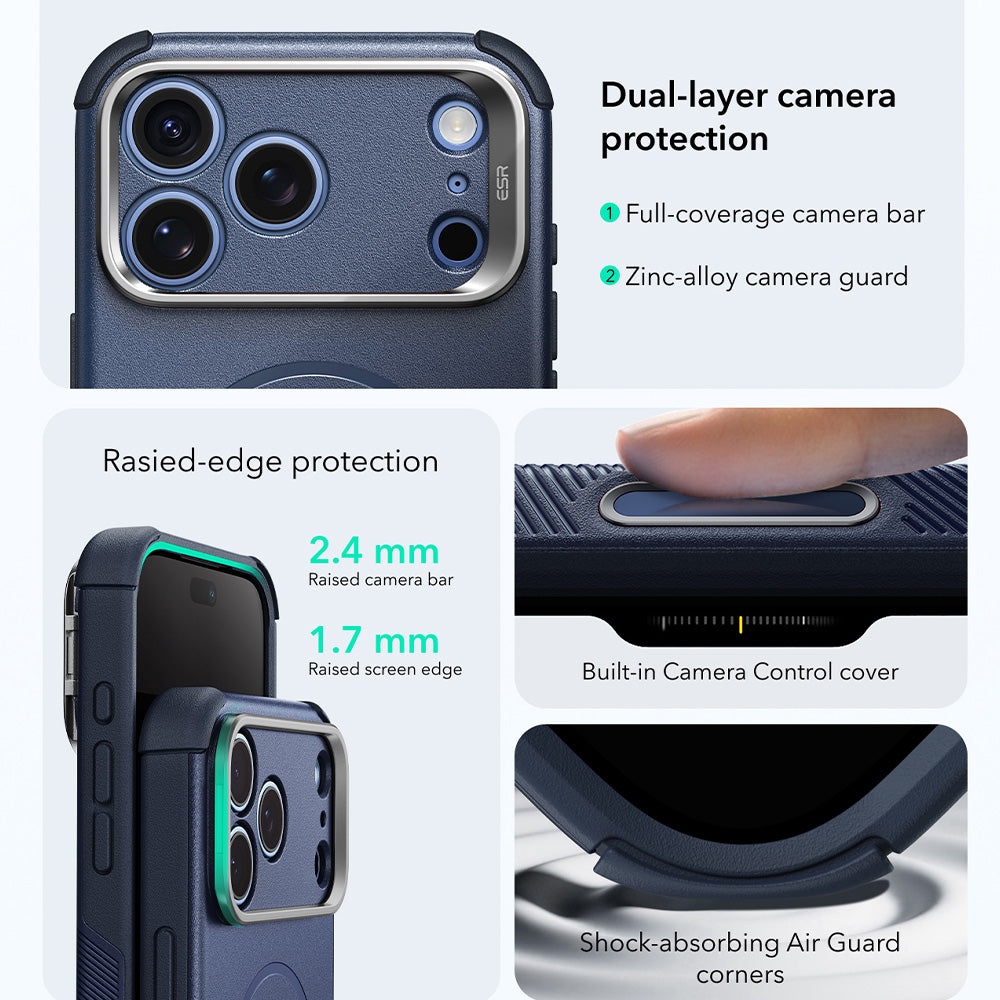 MagSafe Case for Apple iPhone 18 Pro Max / 17 Pro Max, ESR, Cyber Armor Kickstand, Blue