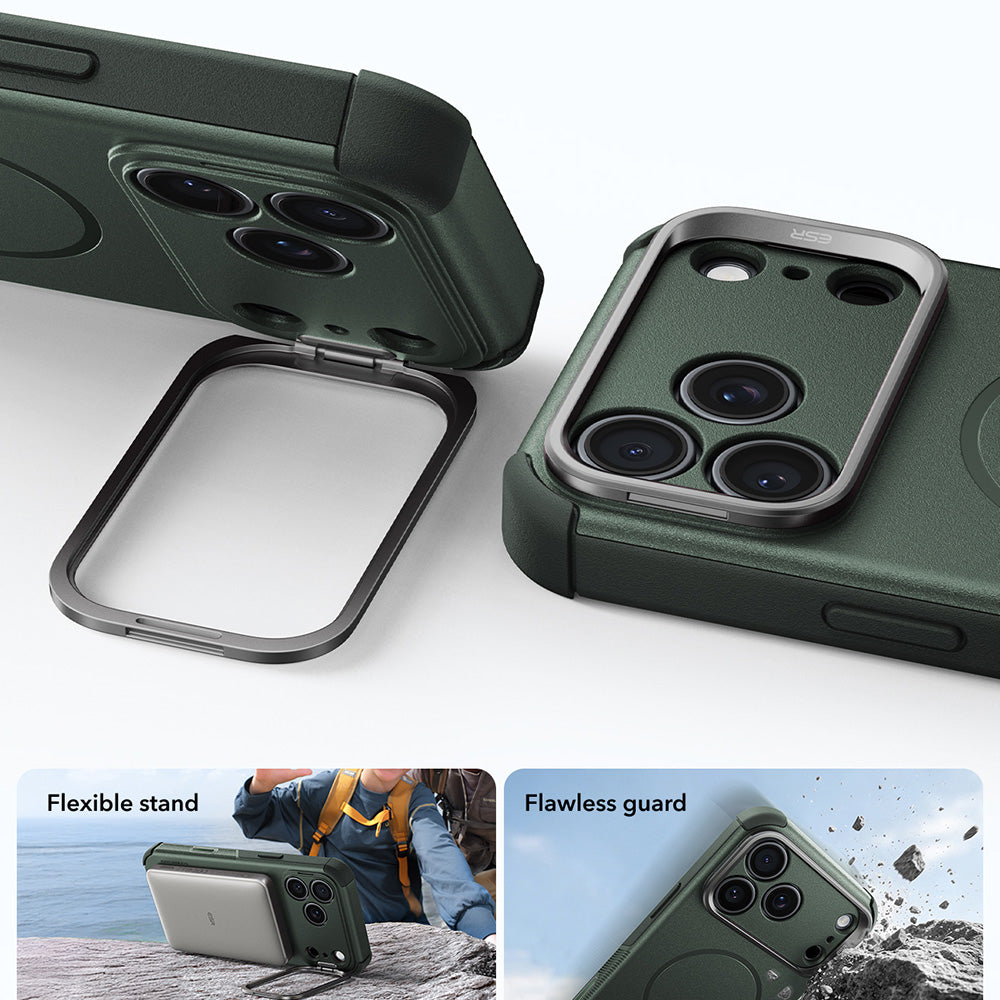 MagSafe Case for Apple iPhone 18 Pro Max / 17 Pro Max, ESR, Cyber Armor Kickstand, Green