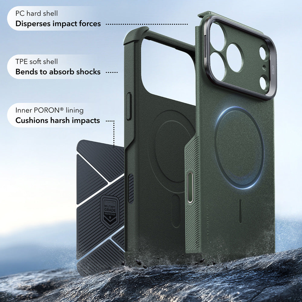 MagSafe Case for Apple iPhone 18 Pro Max / 17 Pro Max, ESR, Cyber Armor Kickstand, Green