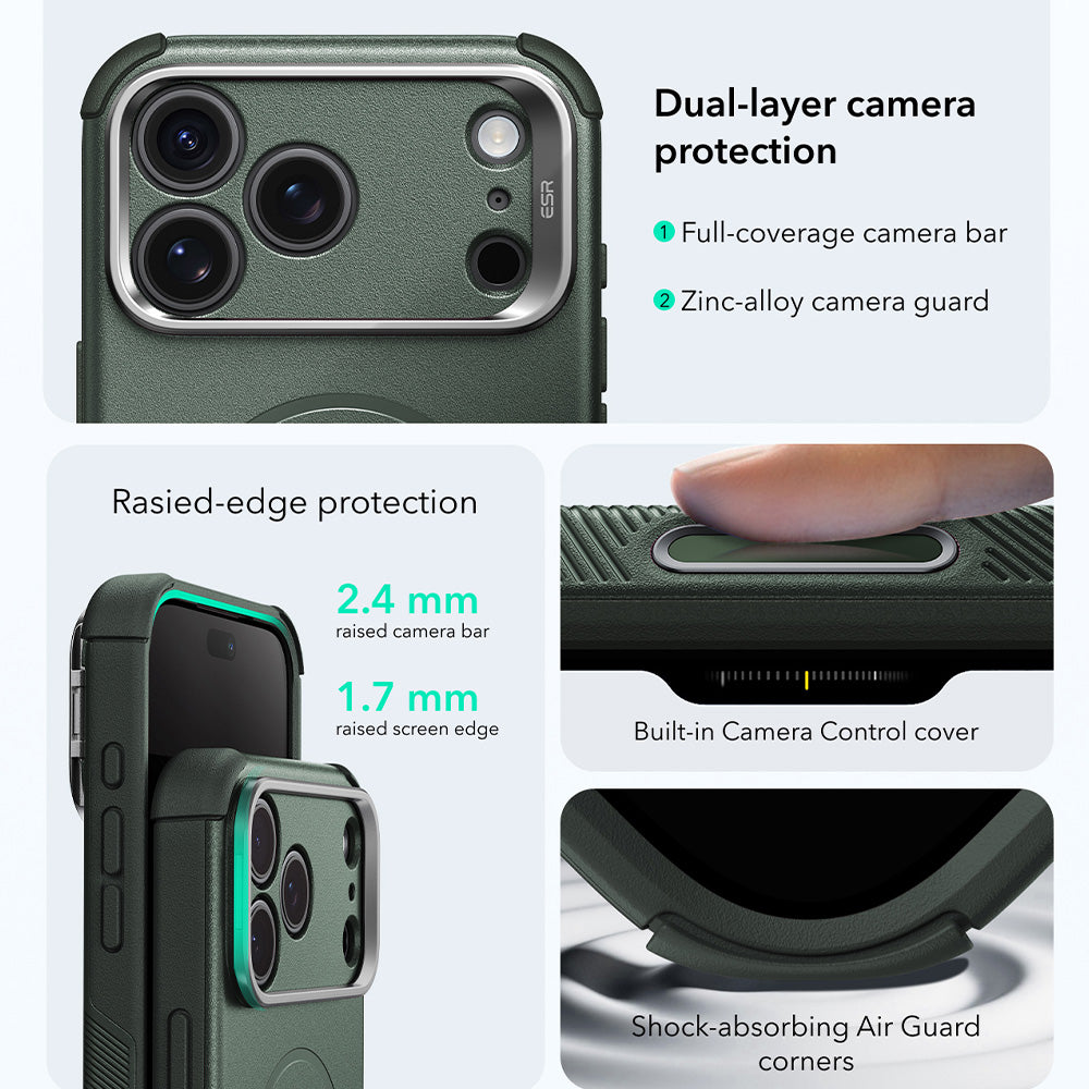 MagSafe Case for Apple iPhone 18 Pro Max / 17 Pro Max, ESR, Cyber Armor Kickstand, Green