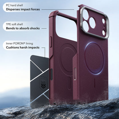 MagSafe Case for Apple iPhone 18 Pro Max / 17 Pro Max, ESR, Cyber Armor Kickstand, Dark Satin Burgundy