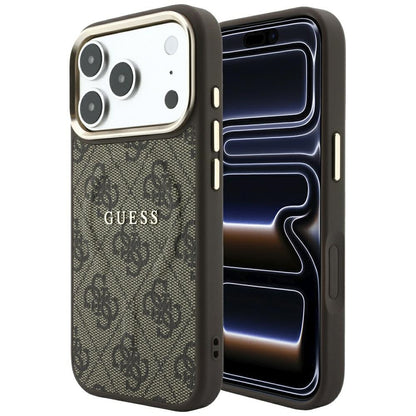 MagSafe Case for Apple iPhone 18 Pro Max / 17 Pro Max, Guess, 4G Embossed Classic, Brown