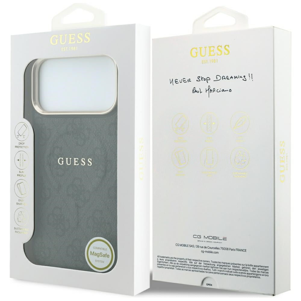 MagSafe Case for Apple iPhone 18 Pro Max / 17 Pro Max, Guess, 4G Embossed Classic, Black
