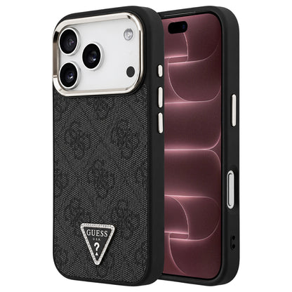 MagSafe Case for Apple iPhone 18 Pro Max / 17 Pro Max, Guess, 4G Triangle Logo, Black and Gold