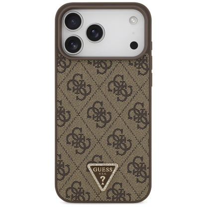MagSafe Case for Apple iPhone 18 Pro Max / 17 Pro Max, Guess, 4G Triangle Strass, Brown