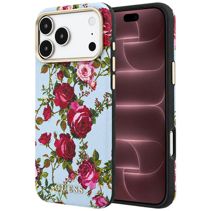 MagSafe Case for Apple iPhone 18 Pro Max / 17 Pro Max, Guess, Blossom Roses Print, Blue