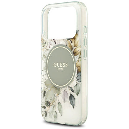 MagSafe Case for Apple iPhone 18 Pro Max / 17 Pro Max, Guess, IML Flower & Tonal Circle, Green