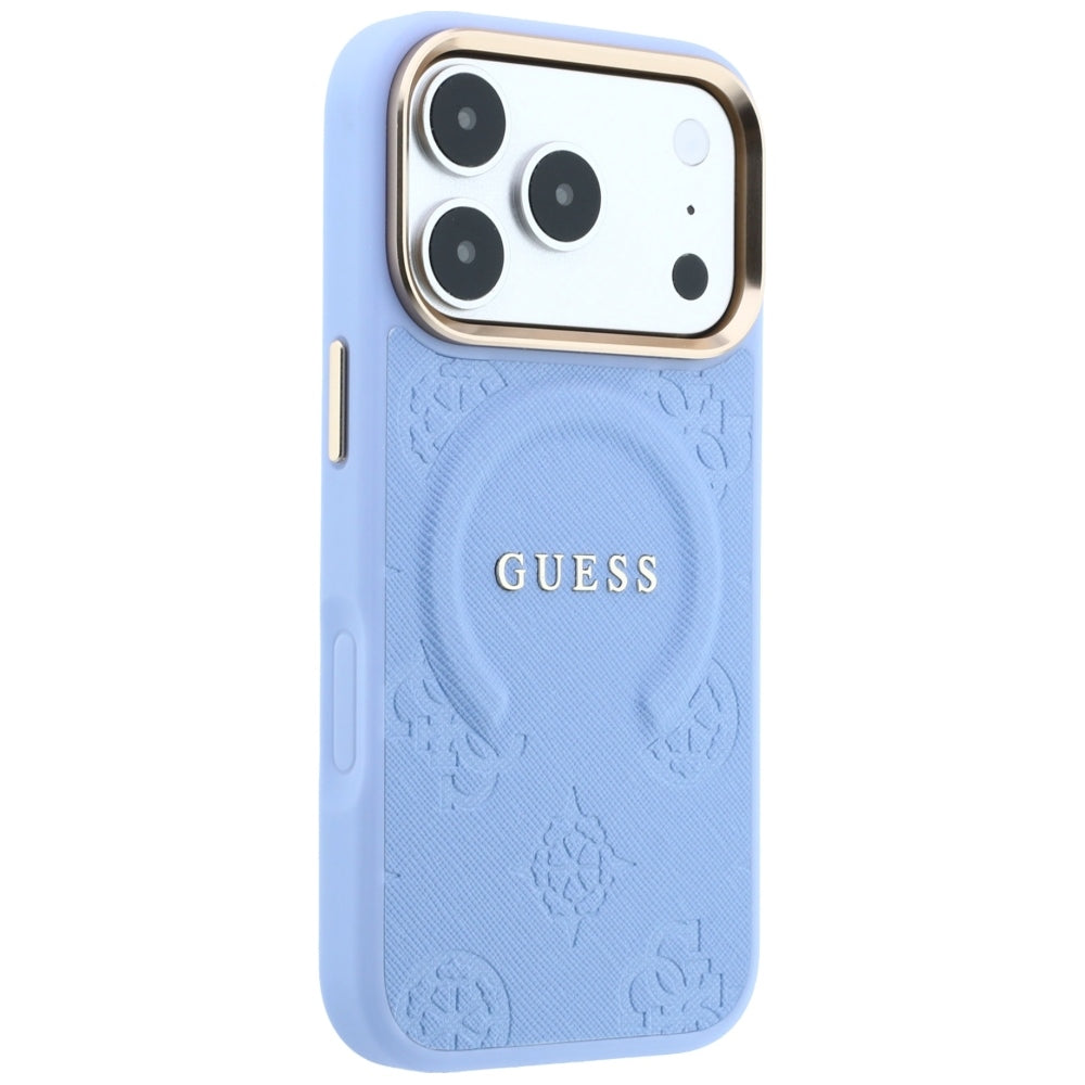 MagSafe Case for Apple iPhone 18 Pro Max / 17 Pro Max, Guess, Saffiano Peony Ring, Blue