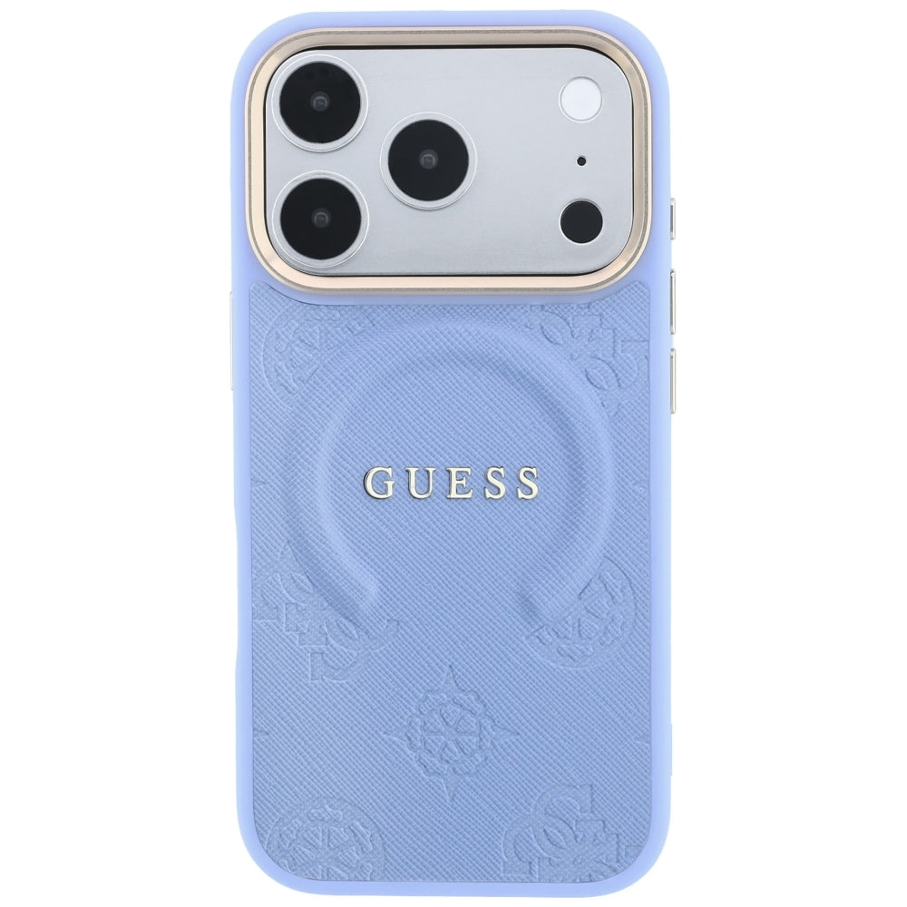 MagSafe Case for Apple iPhone 18 Pro Max / 17 Pro Max, Guess, Saffiano Peony Ring, Blue