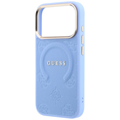 MagSafe Case for Apple iPhone 18 Pro Max / 17 Pro Max, Guess, Saffiano Peony Ring, Blue