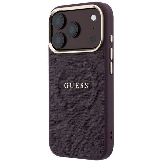 MagSafe Case for Apple iPhone 18 Pro Max / 17 Pro Max, Guess, Saffiano Peony Ring, Burgundy