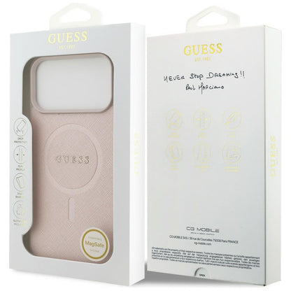 MagSafe Case for Apple iPhone 18 Pro Max / 17 Pro Max, Guess, Saffiano, Pink
