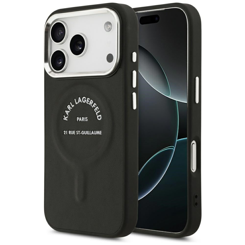 MagSafe Case for Apple iPhone 18 Pro Max / 17 Pro Max, Karl Lagerfeld, EMB. Ring Karl RSG Logo, Black