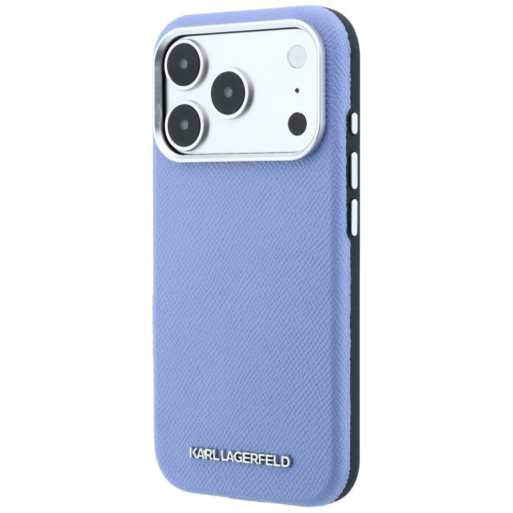 MagSafe Case for Apple iPhone 18 Pro Max / 17 Pro Max, Karl Lagerfeld, Grained Elongated Logo, Blue