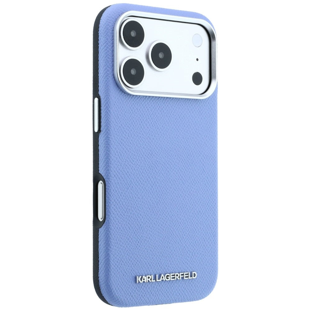 MagSafe Case for Apple iPhone 18 Pro Max / 17 Pro Max, Karl Lagerfeld, Grained Elongated Logo, Blue