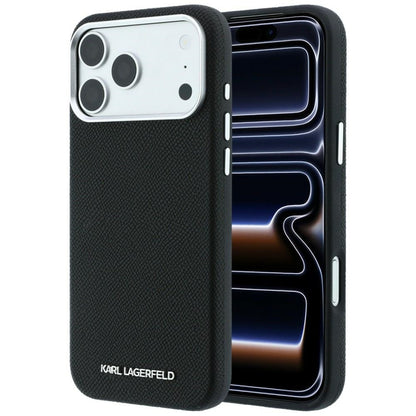 MagSafe Case for Apple iPhone 18 Pro Max / 17 Pro Max, Karl Lagerfeld, Grained Elongated Logo, Black