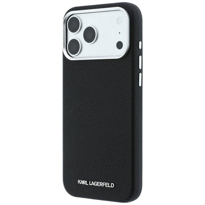 MagSafe Case for Apple iPhone 18 Pro Max / 17 Pro Max, Karl Lagerfeld, Grained Elongated Logo, Black