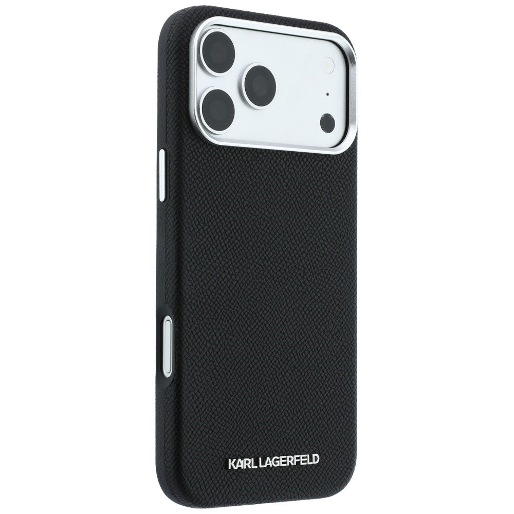 MagSafe Case for Apple iPhone 18 Pro Max / 17 Pro Max, Karl Lagerfeld, Grained Elongated Logo, Black