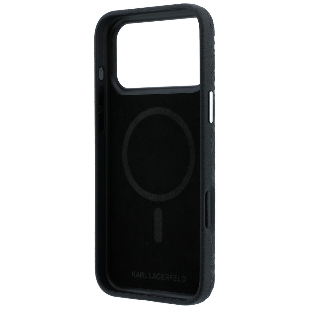MagSafe Case for Apple iPhone 18 Pro Max / 17 Pro Max, Karl Lagerfeld, Grained Metal Logo, Black