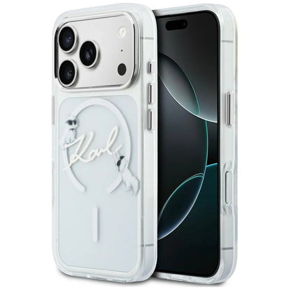 MagSafe Case for Apple iPhone 18 Pro Max / 17 Pro Max, Karl Lagerfeld, IML Choupette Karl Script Logo, Transparent