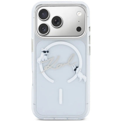 MagSafe Case for Apple iPhone 18 Pro Max / 17 Pro Max, Karl Lagerfeld, IML Choupette Karl Script Logo, Transparent