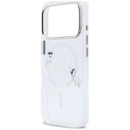 MagSafe Case for Apple iPhone 18 Pro Max / 17 Pro Max, Karl Lagerfeld, IML Choupette Karl Script Logo, Transparent