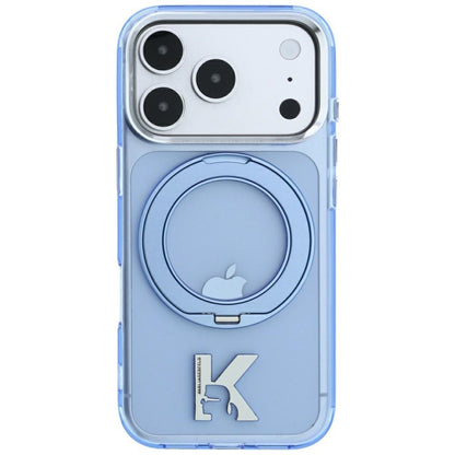 MagSafe Case for Apple iPhone 18 Pro Max / 17 Pro Max, Karl Lagerfeld, IML Ring Stand Kameo Metal, Blue