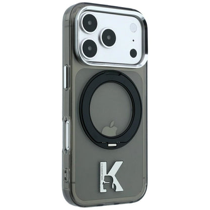 MagSafe Case for Apple iPhone 18 Pro Max / 17 Pro Max, Karl Lagerfeld, IML Ring Stand Kameo Metal, Black