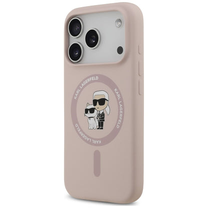 MagSafe Case for Apple iPhone 18 Pro Max / 17 Pro Max, Karl Lagerfeld, Silicone Ring Karl & Choupette, Pink