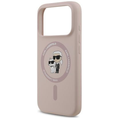 MagSafe Case for Apple iPhone 18 Pro Max / 17 Pro Max, Karl Lagerfeld, Silicone Ring Karl & Choupette, Pink