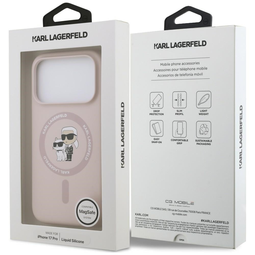 MagSafe Case for Apple iPhone 18 Pro Max / 17 Pro Max, Karl Lagerfeld, Silicone Ring Karl & Choupette, Pink