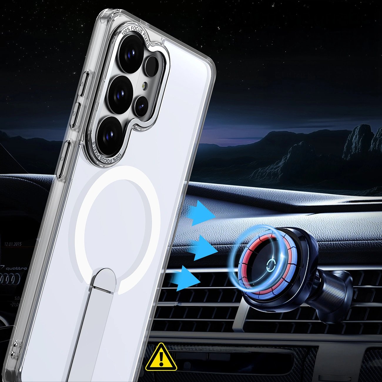 MagSafe Case for Samsung Galaxy S26 S942, Hybrid Armor, X with Stand, Transparent