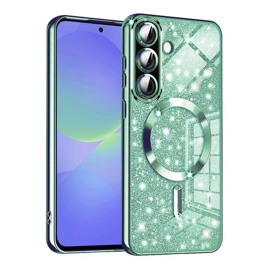 MagSafe Case for Samsung Galaxy A56 A566 / A36 A366, Techsuit, Luxury Glitter, Light Green