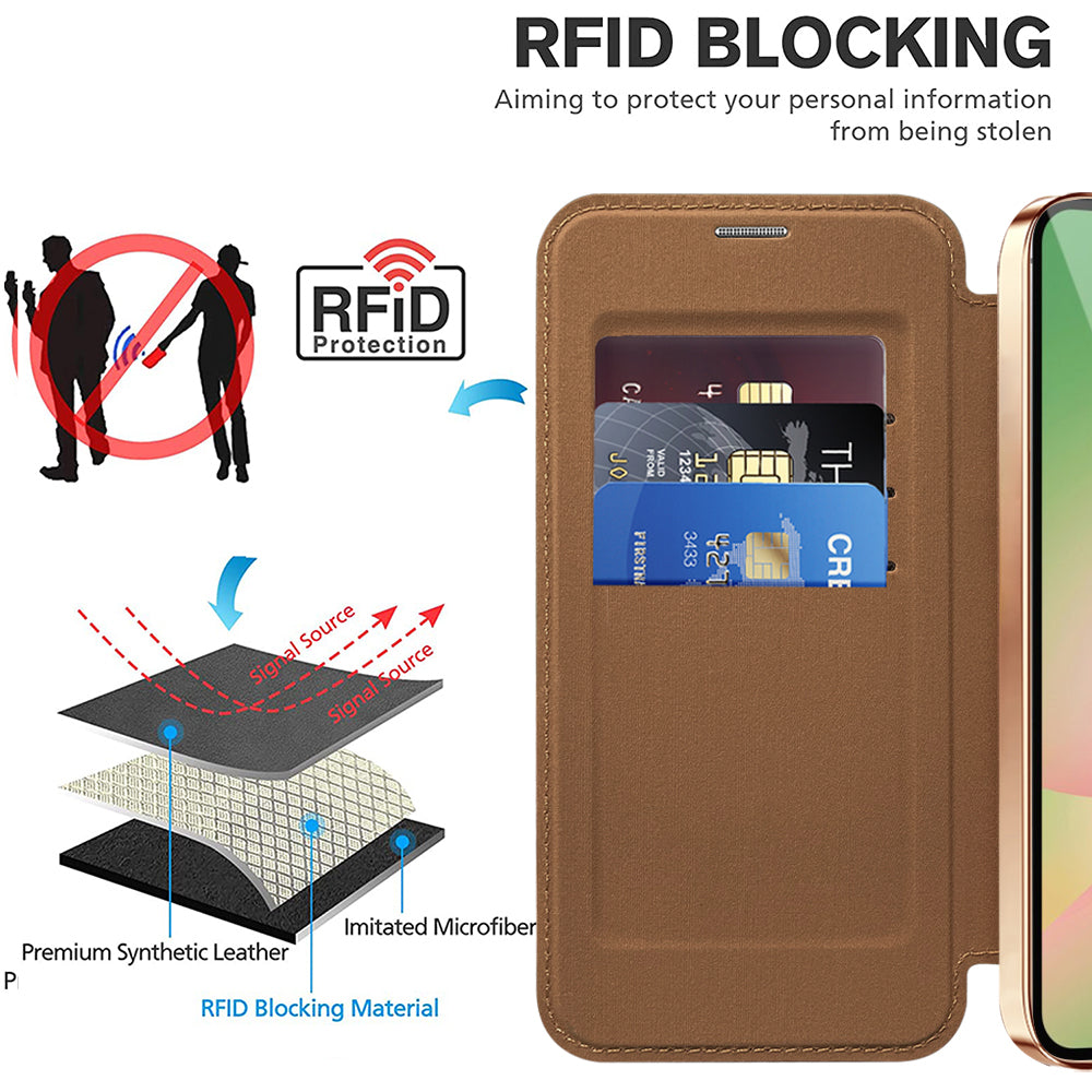 MagSafe Case for Samsung Galaxy A56 A566, Techsuit, SmartMag Book, Brown