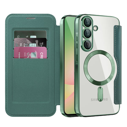 MagSafe Case for Samsung Galaxy A56 A566, Techsuit, SmartMag Book, Green