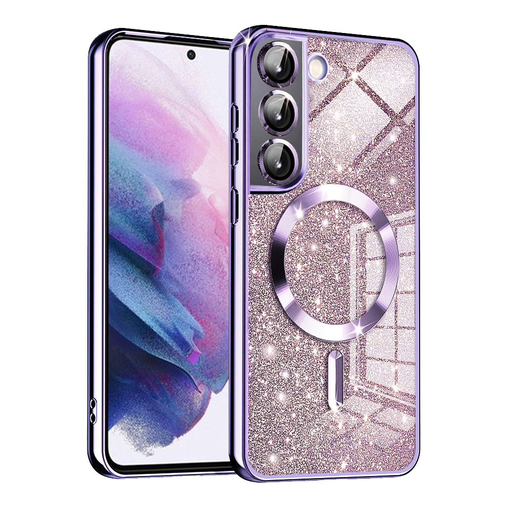 MagSafe Case for Samsung Galaxy S21 FE 5G G990, Techsuit, Luxury Glitter, Light Purple