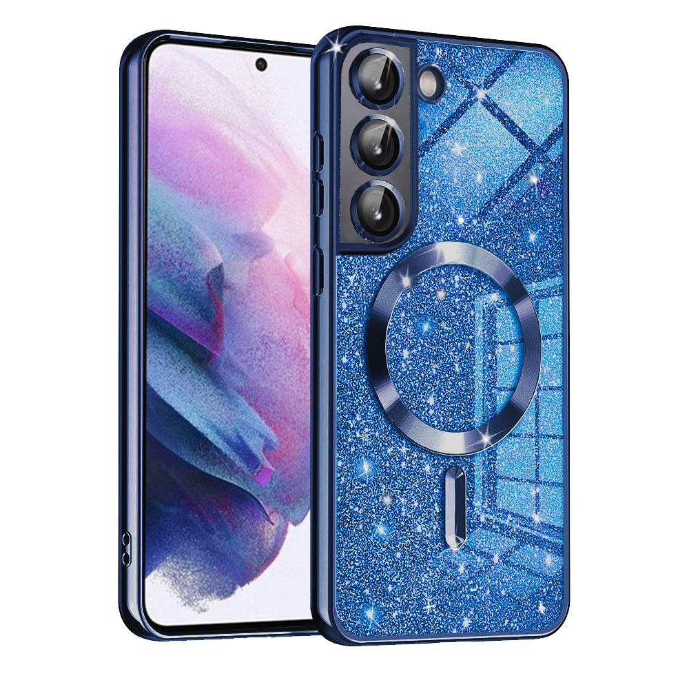 MagSafe Case for Samsung Galaxy S22 5G S901, Techsuit, Luxury Glitter, Dark Blue