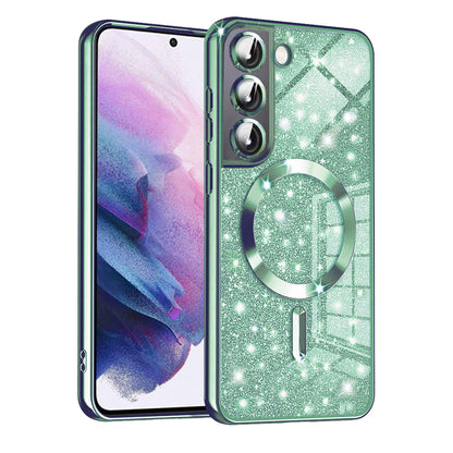 MagSafe Case for Samsung Galaxy S22 5G S901, Techsuit, Luxury Glitter, Light Green