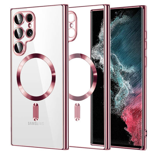 MagSafe Case for Samsung Galaxy S22 Ultra 5G S908, Techsuit, Luxury Crystal, Pink
