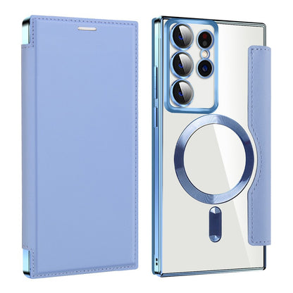 MagSafe Case for Samsung Galaxy S22 Ultra 5G S908, Techsuit, SmartMag Book, Blue