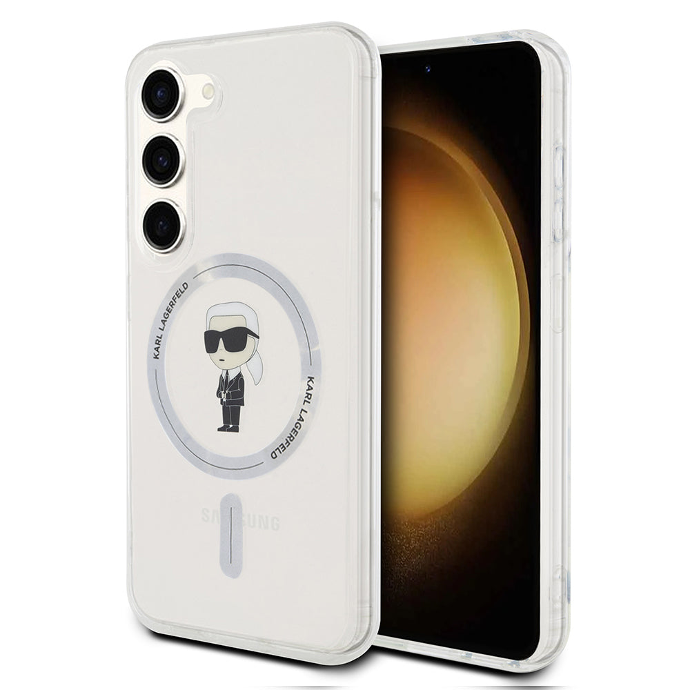 MagSafe Case for Samsung Galaxy S23 S911, Karl Lagerfeld, IML Ikonik Karl, Transparent