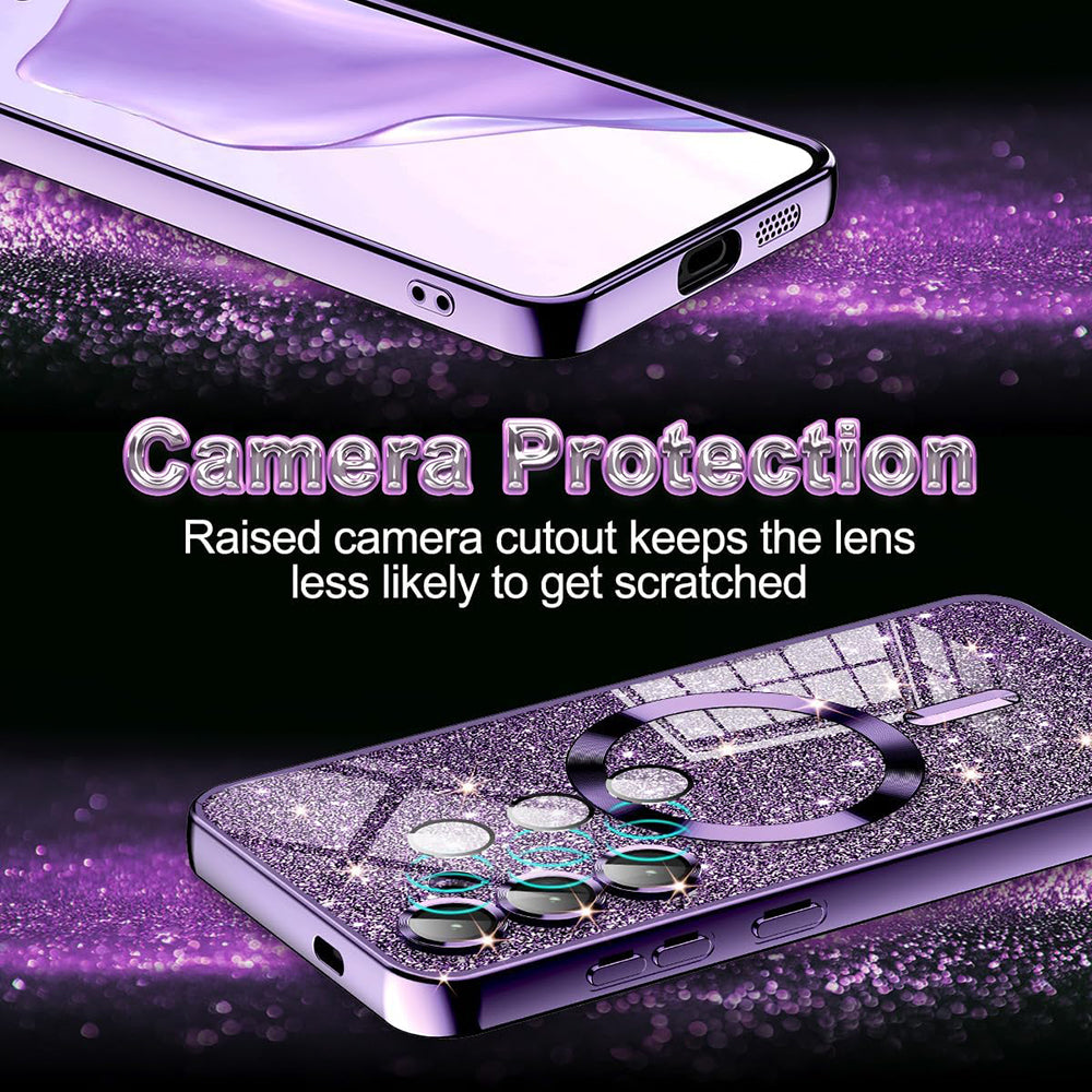 MagSafe Case for Samsung Galaxy S23 S911, Techsuit, Luxury Glitter, Black