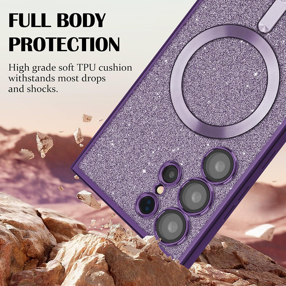 MagSafe Case for Samsung Galaxy S23 S911, Techsuit, Luxury Glitter, Black