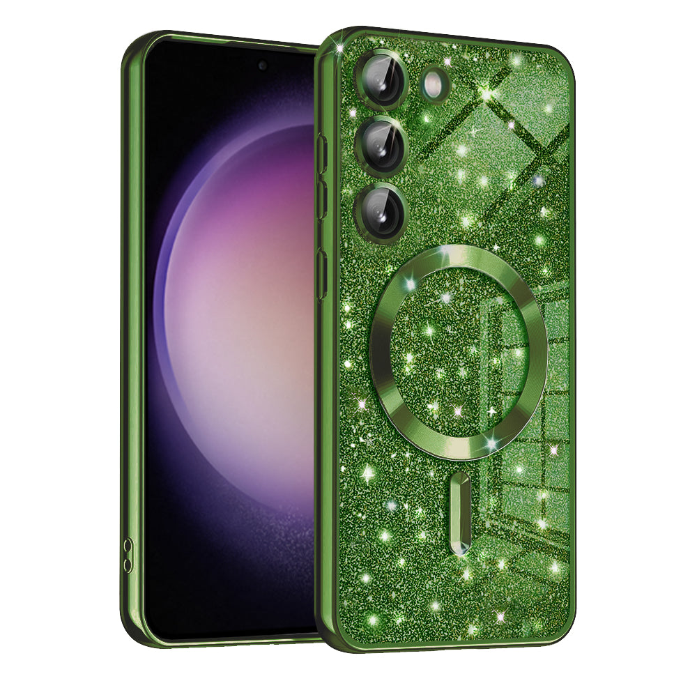 MagSafe Case for Samsung Galaxy S23 S911, Techsuit, Luxury Glitter, Dark Green