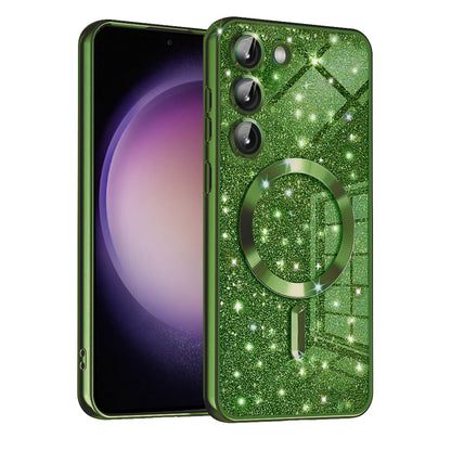 MagSafe Case for Samsung Galaxy S23 S911, Techsuit, Luxury Glitter, Dark Green