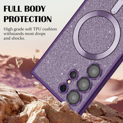 MagSafe Case for Samsung Galaxy S23 S911, Techsuit, Luxury Glitter, Dark Green