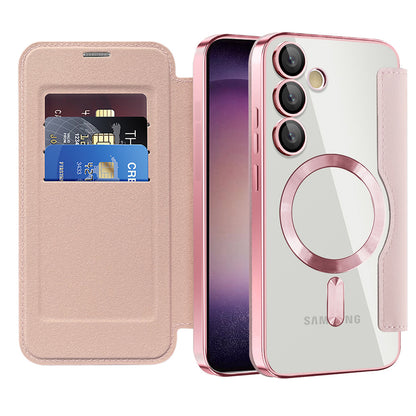 MagSafe Case for Samsung Galaxy S23 S911, Techsuit, SmartMag Book, Pink
