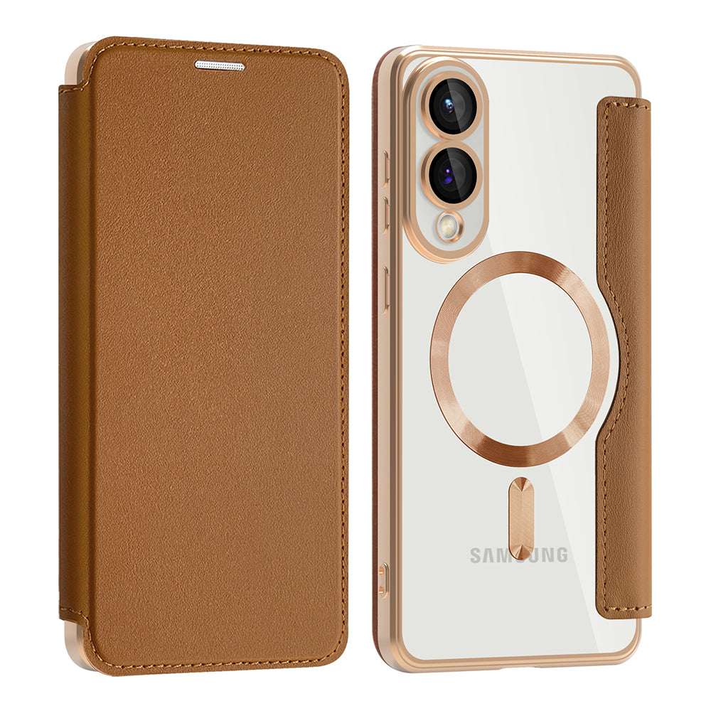MagSafe Case for Samsung Galaxy S25 Edge S937, Techsuit, SmartMag Book, Brown